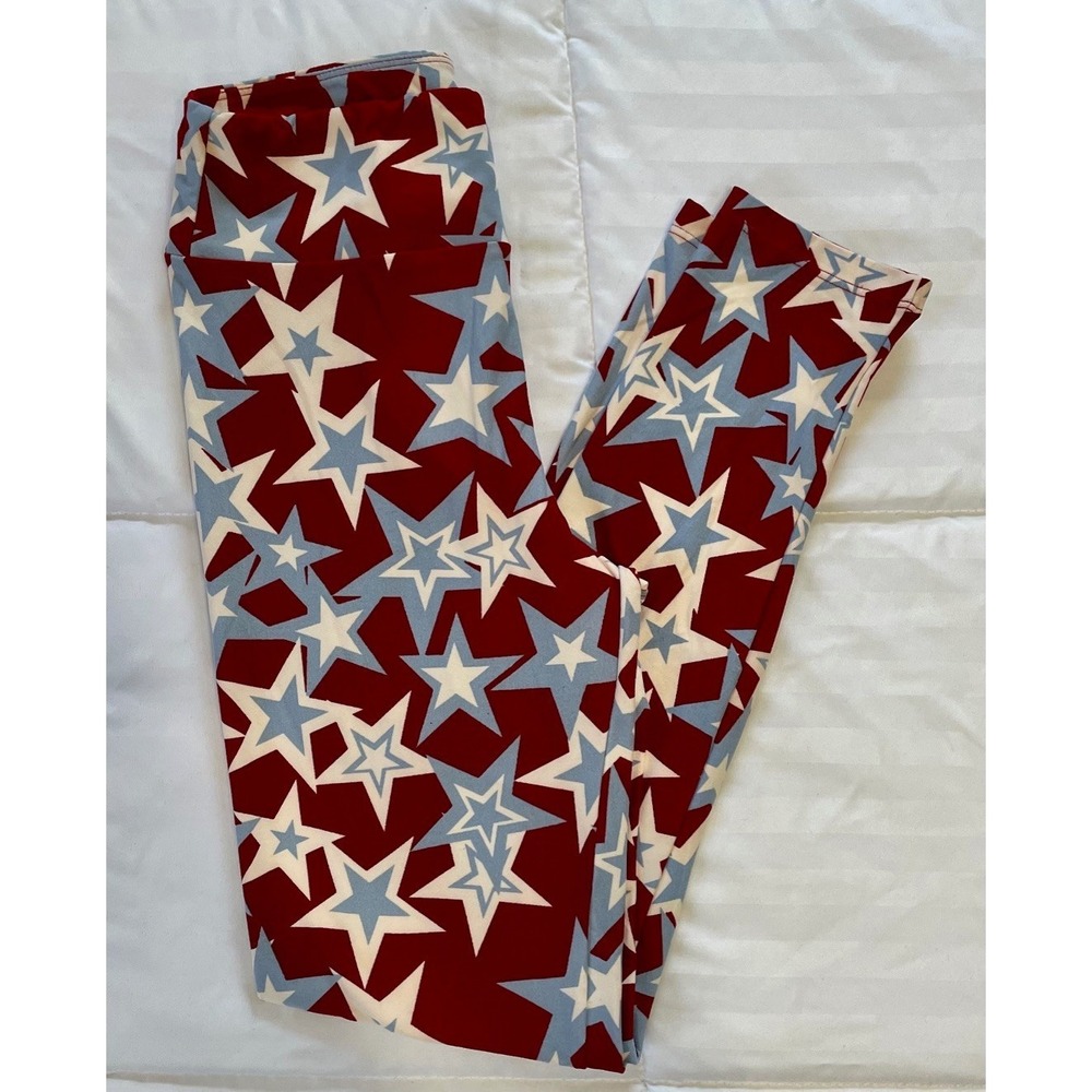 NWOT LULAROE LEGGINGS PATRIOTIC STAR 4TH OF JULY ‎ PRINT ONE SIZE